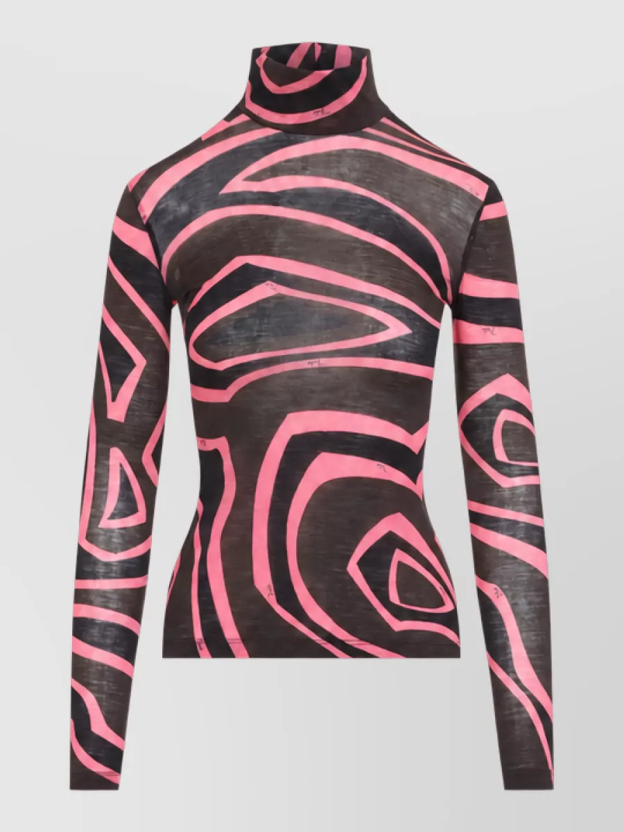Pucci printed long-sleeve high-neck knitted top