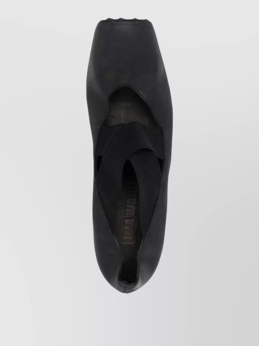 Uma Wang Leather Square-Toe Block-Heel Pumps