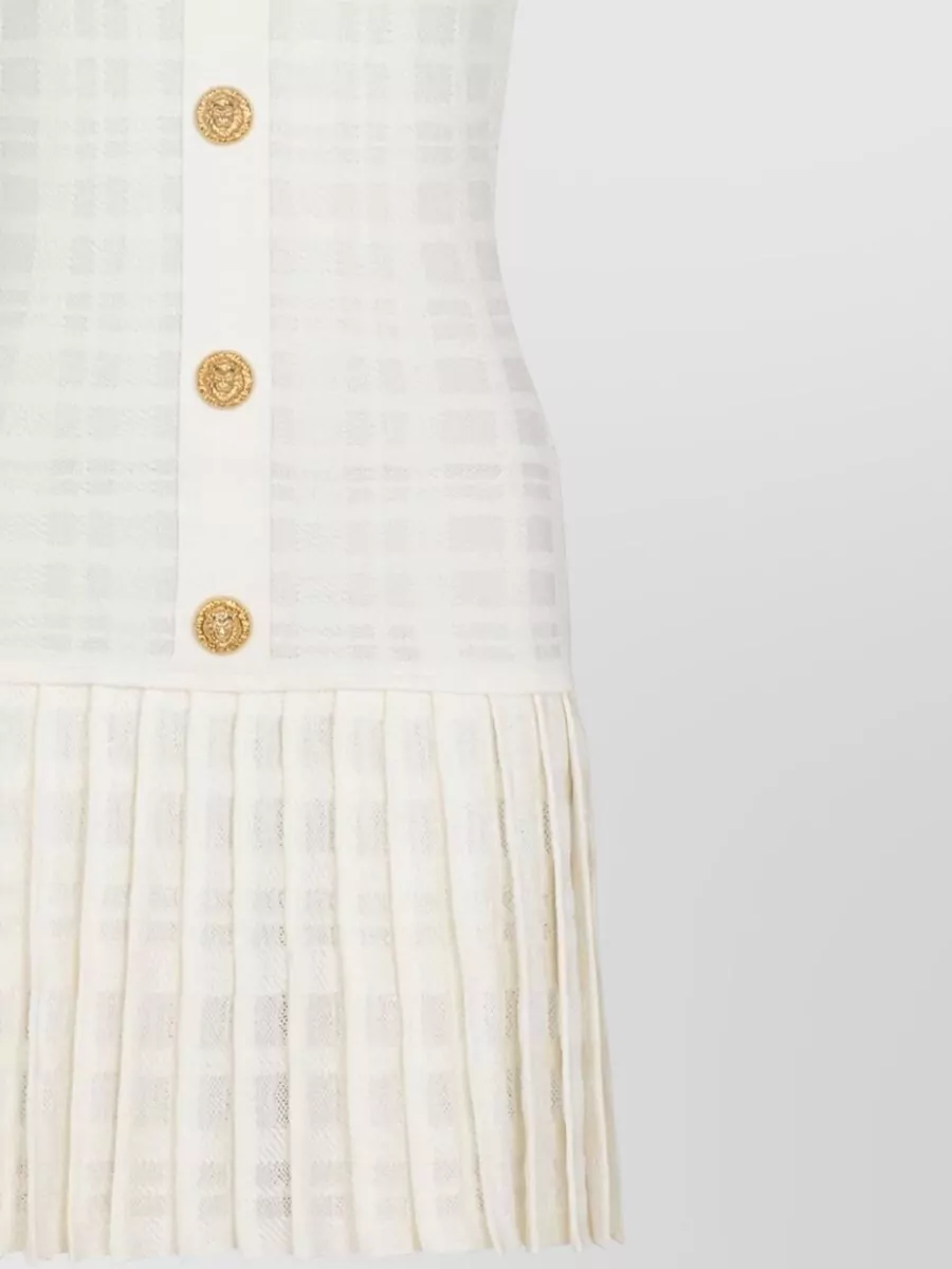 Balmain Sleeveless Pleated Mini Dress