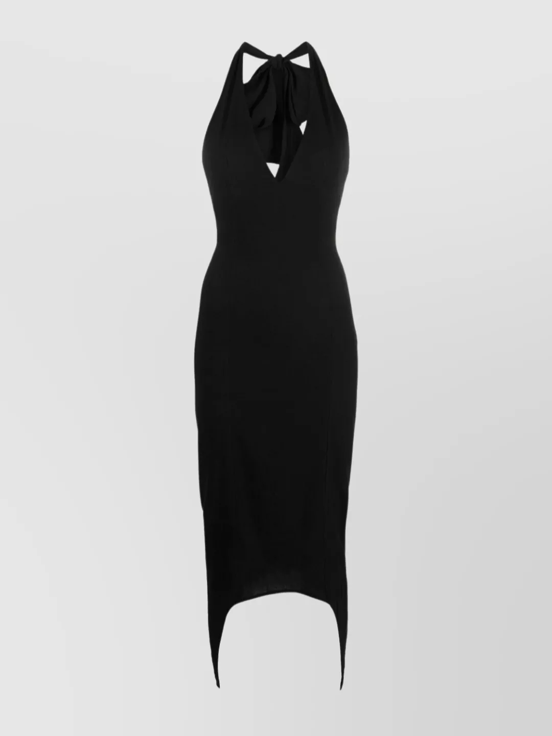 Shop Patou Asymmetric Bow Halter Dress In Black