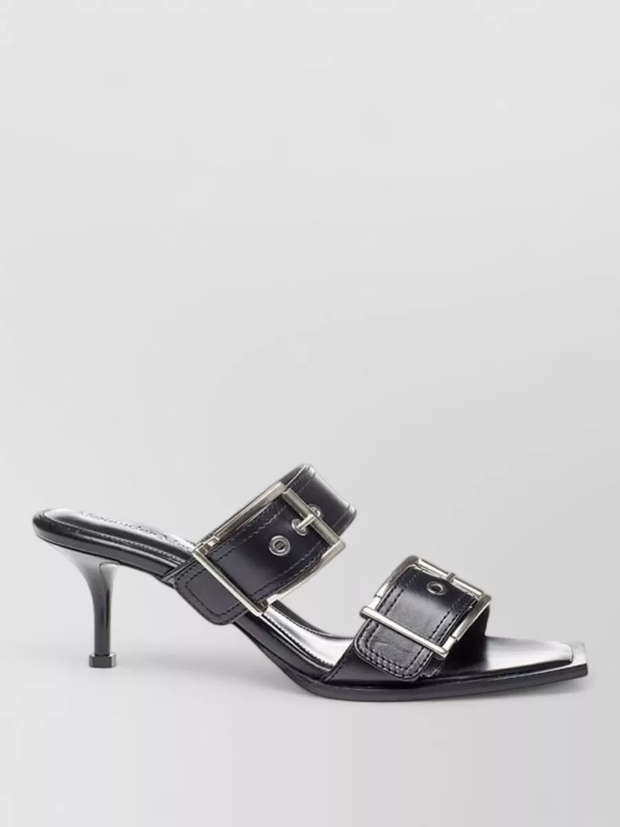 Alexander Mcqueen Leather Double Buckle Mules