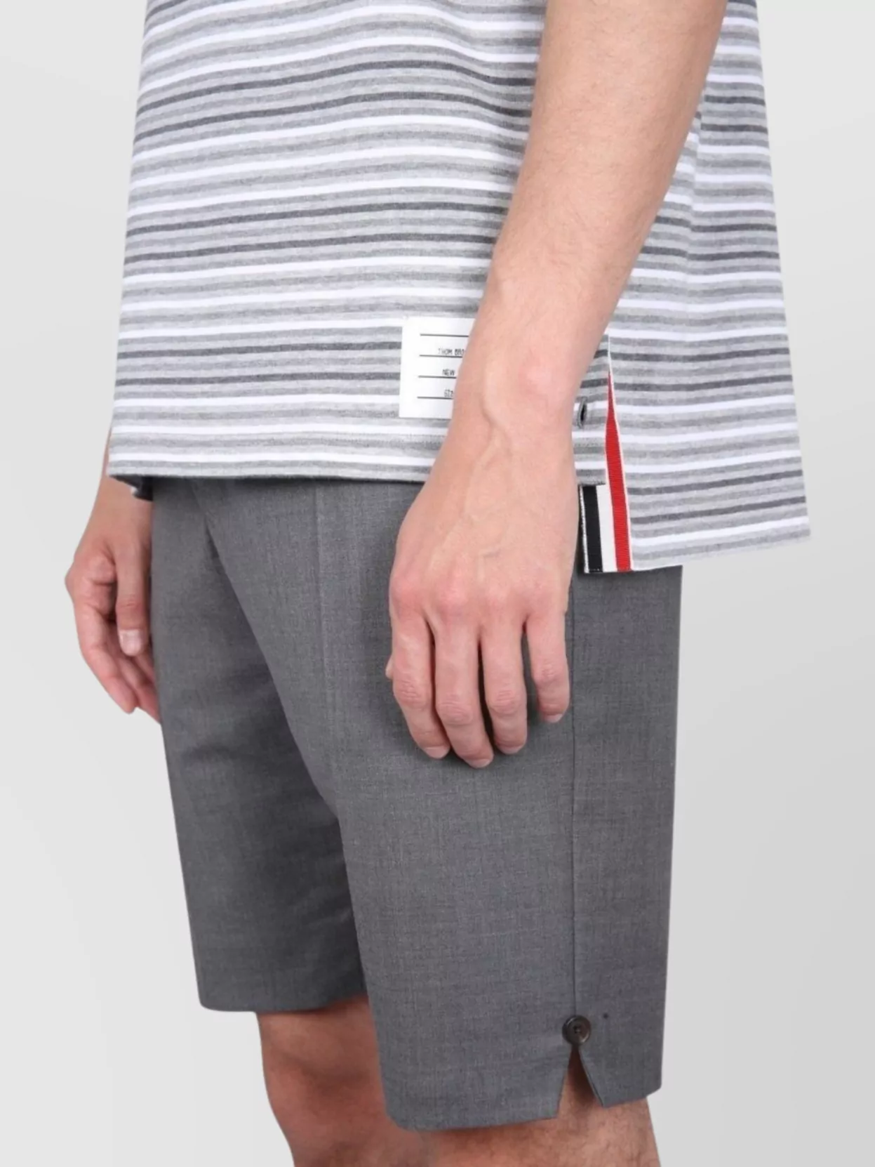 Thom Browne Striped T-Shirt Featuring Grosgrain Tab