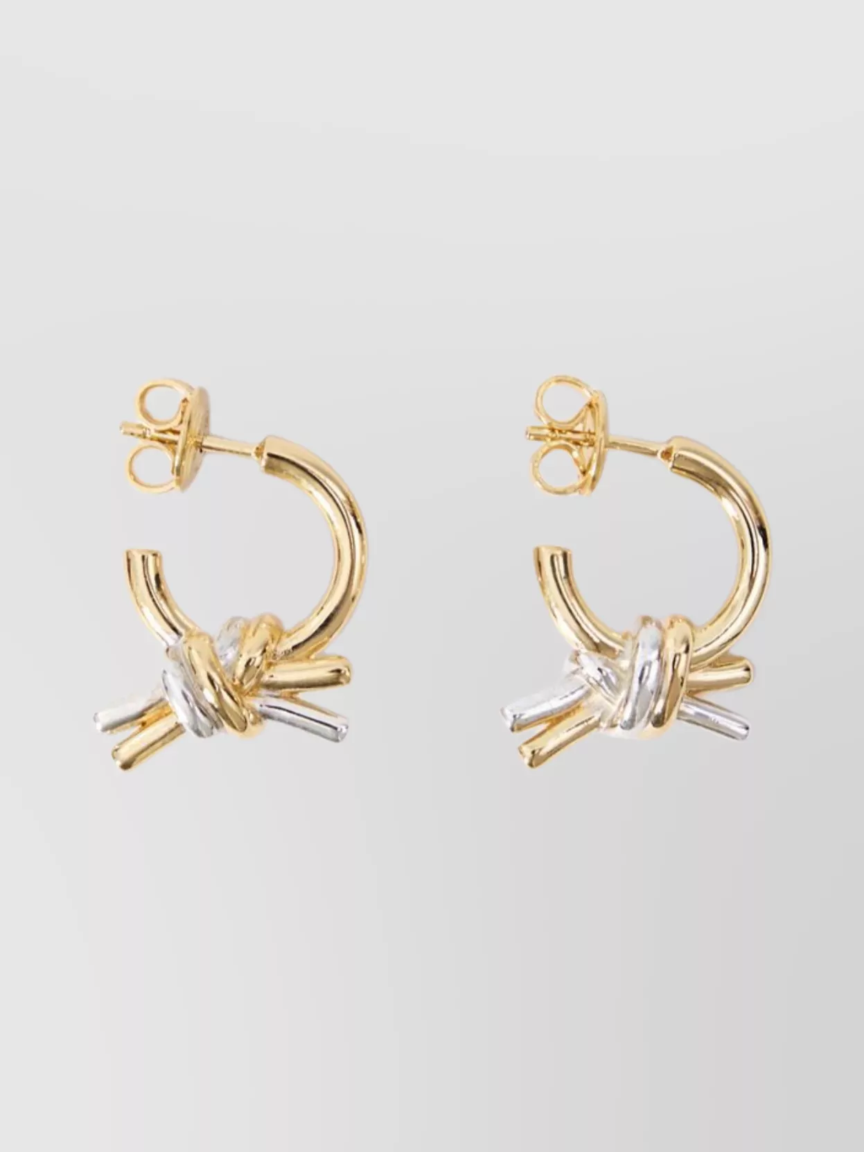 Bottega Veneta Knotted Hoop Earrings In Mixed Metals In Gold
