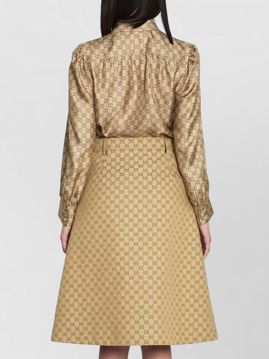Gucci Silk Printed Bow-Tie Long-Sleeve Blouse