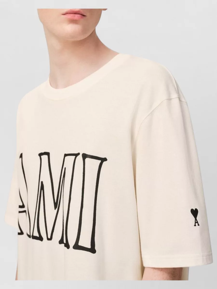 Ami Paris Cotton Logo Print Short Sleeve T-Shirt
