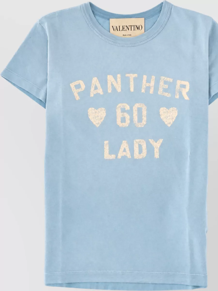 Valentino Cotton T Shirt Crew Neck Graphic Print