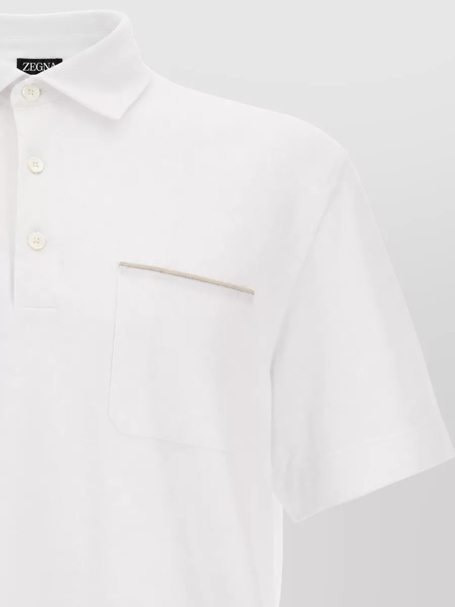 Zegna Piqué Cotton Short-Sleeve Polo Shirt