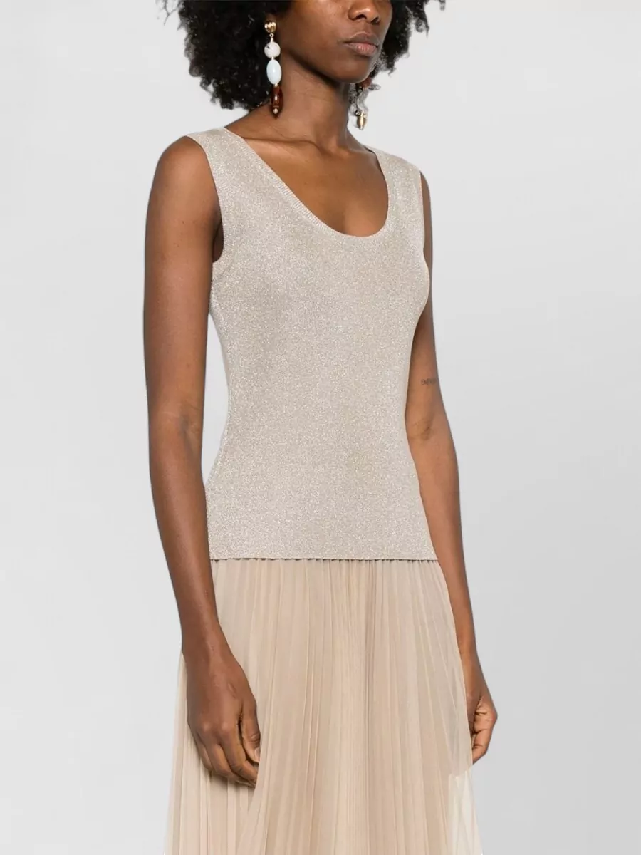 Fabiana Filippi Shimmering Scoop Neck Sleeveless Fitted Top