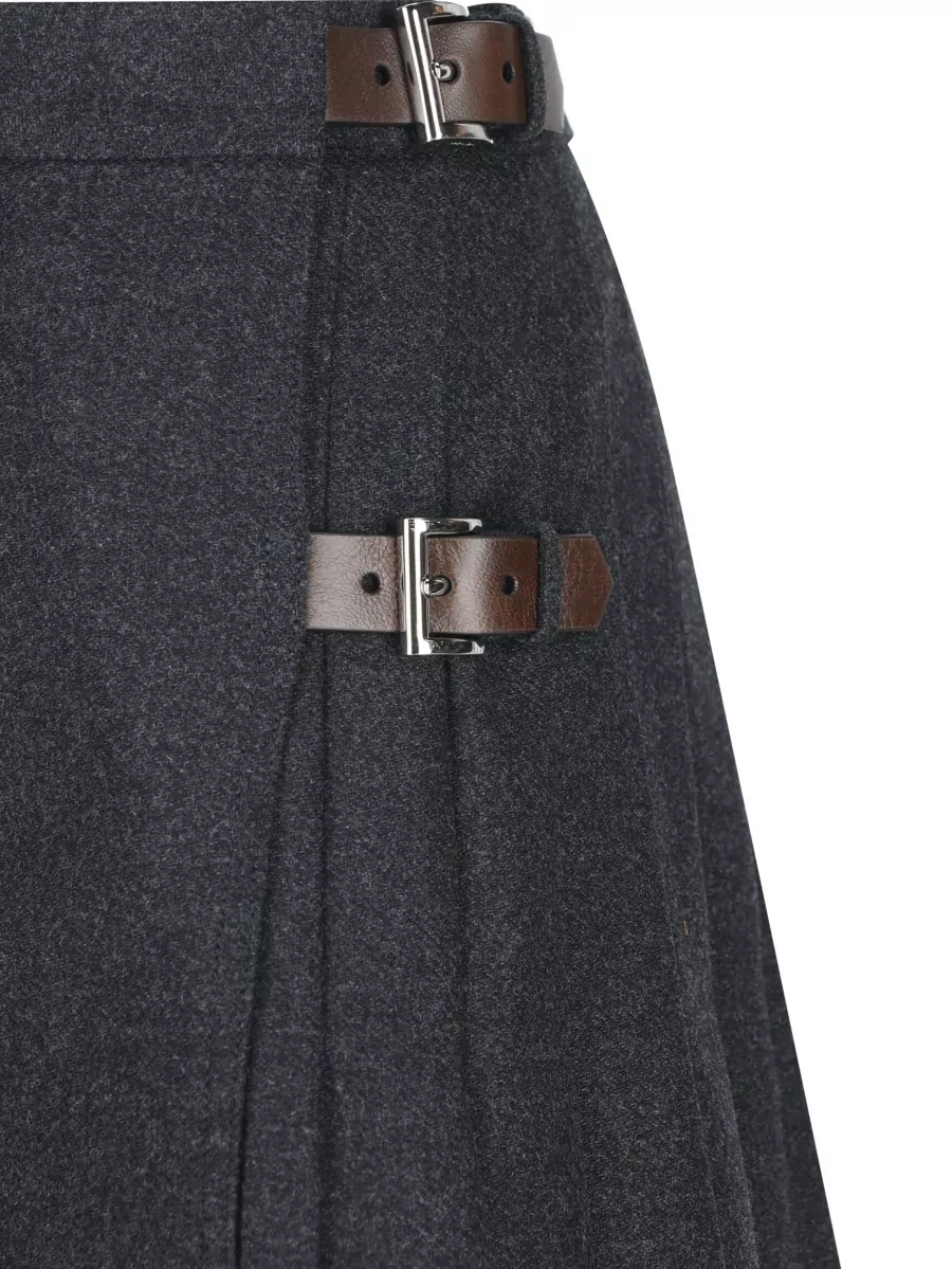 Prada Wool Cashmere Pleated Mini Skirt