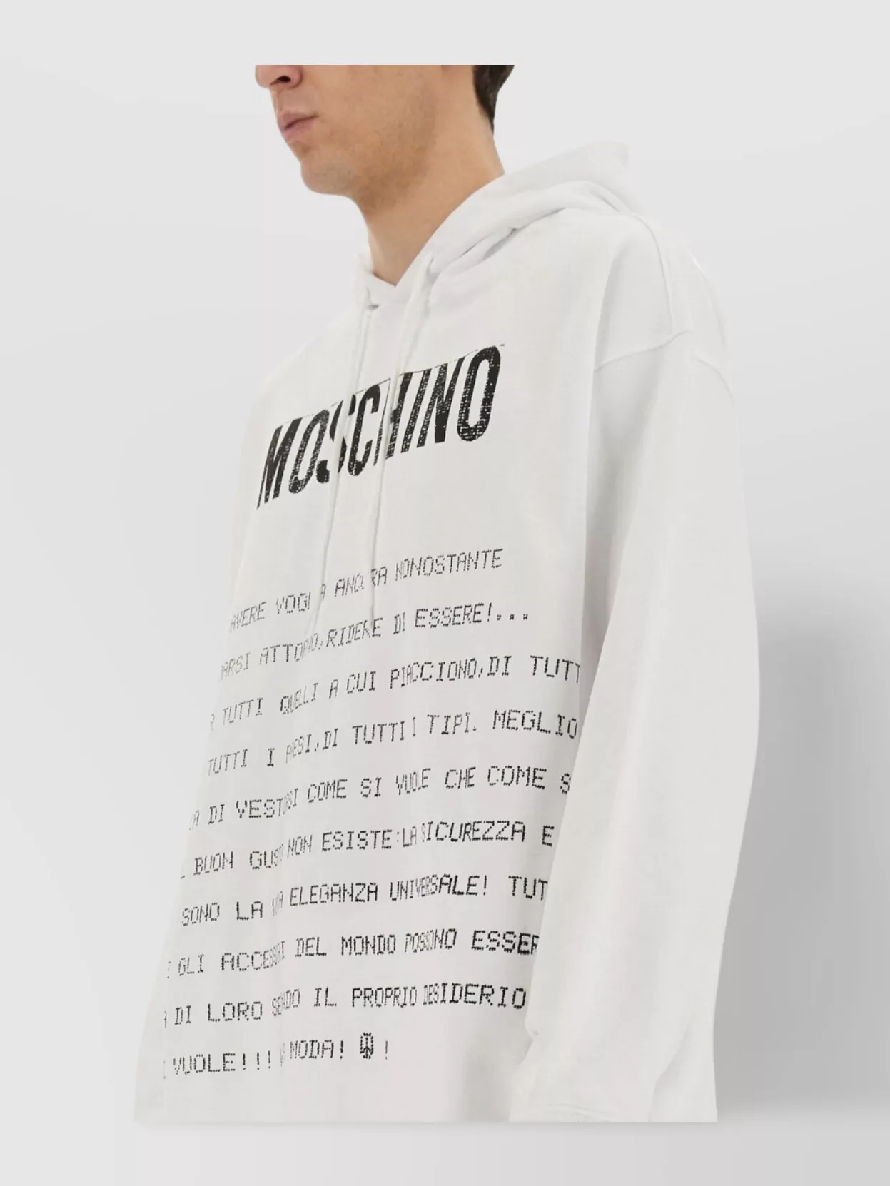 Moschino "Drawstring Hood" Printed Design Hoodie