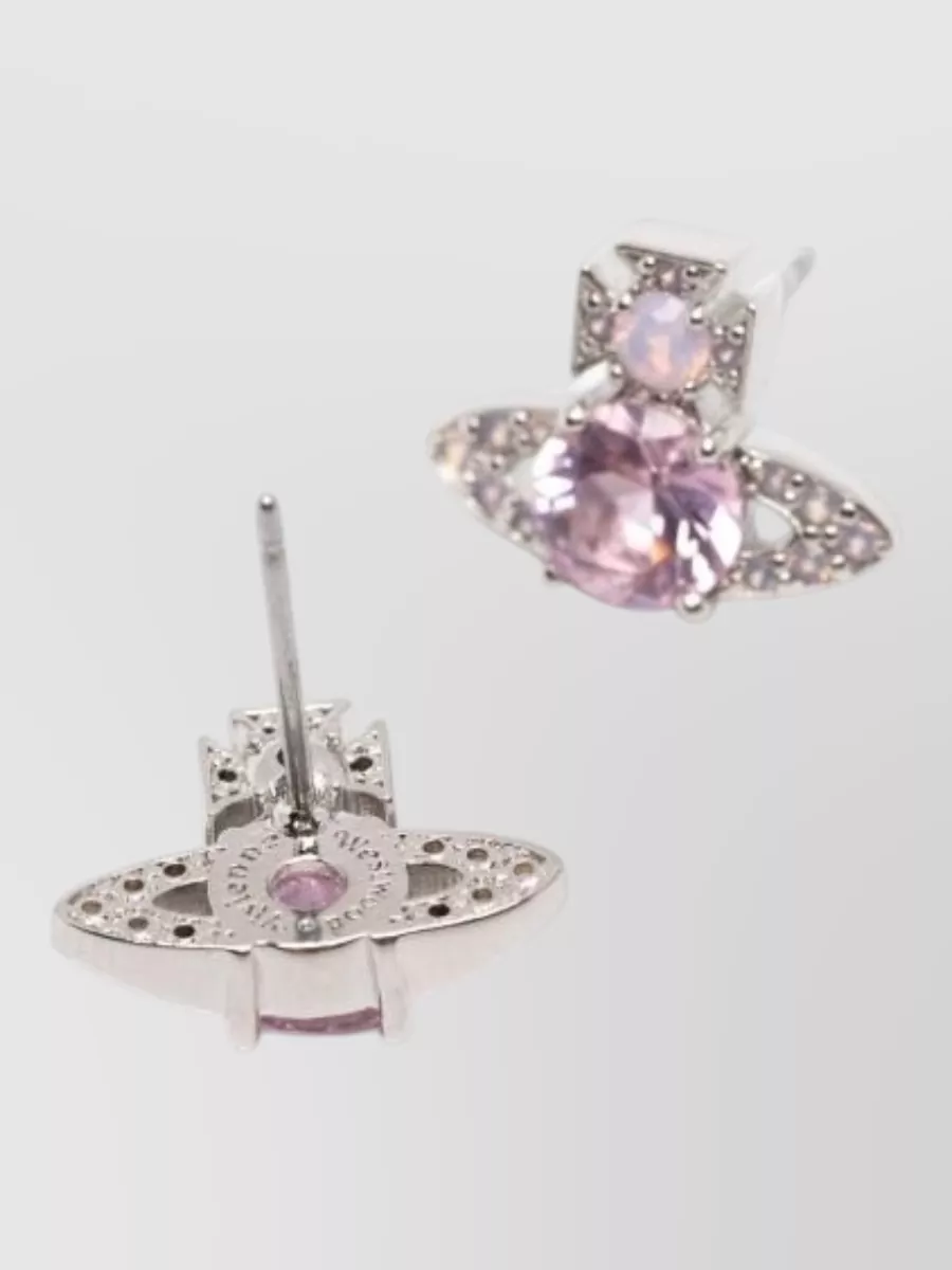 Vivienne Westwood Orb Stud Earrings Crystal Embellishments Gemstone