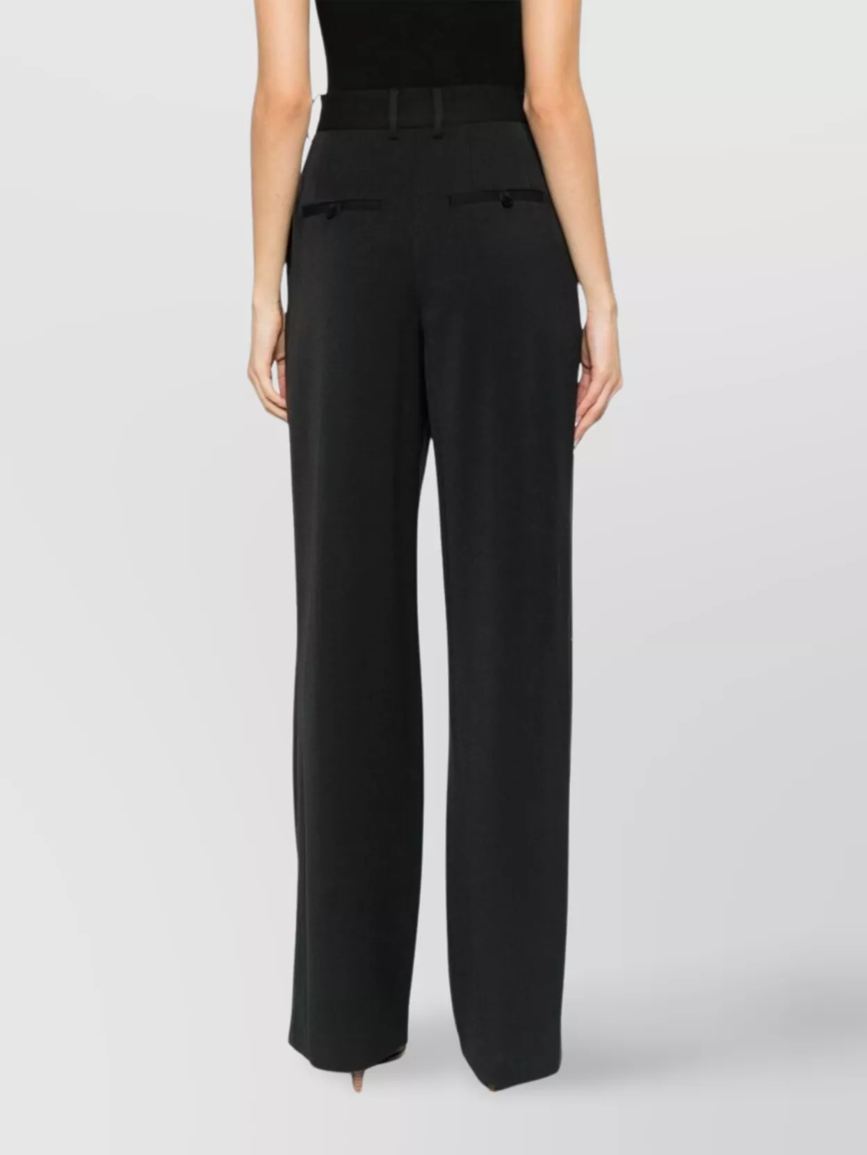 Staud Logo High Waist Trousers With Pleat Detailing