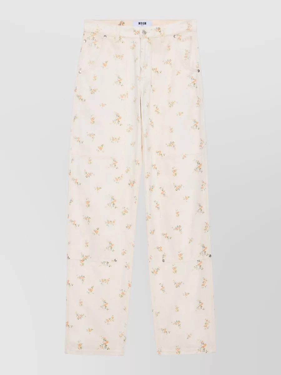 MSGM floral-print wide-leg trousers