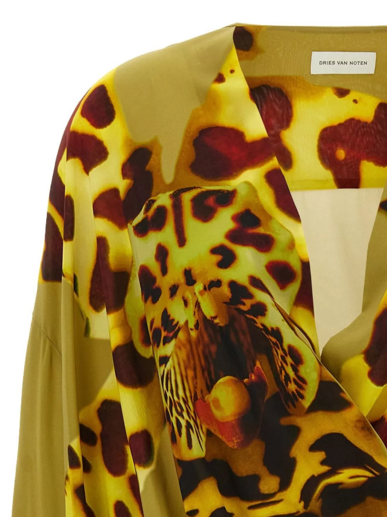 Dries Van Noten Asymmetrical Printed Satin Blouse With V-neck