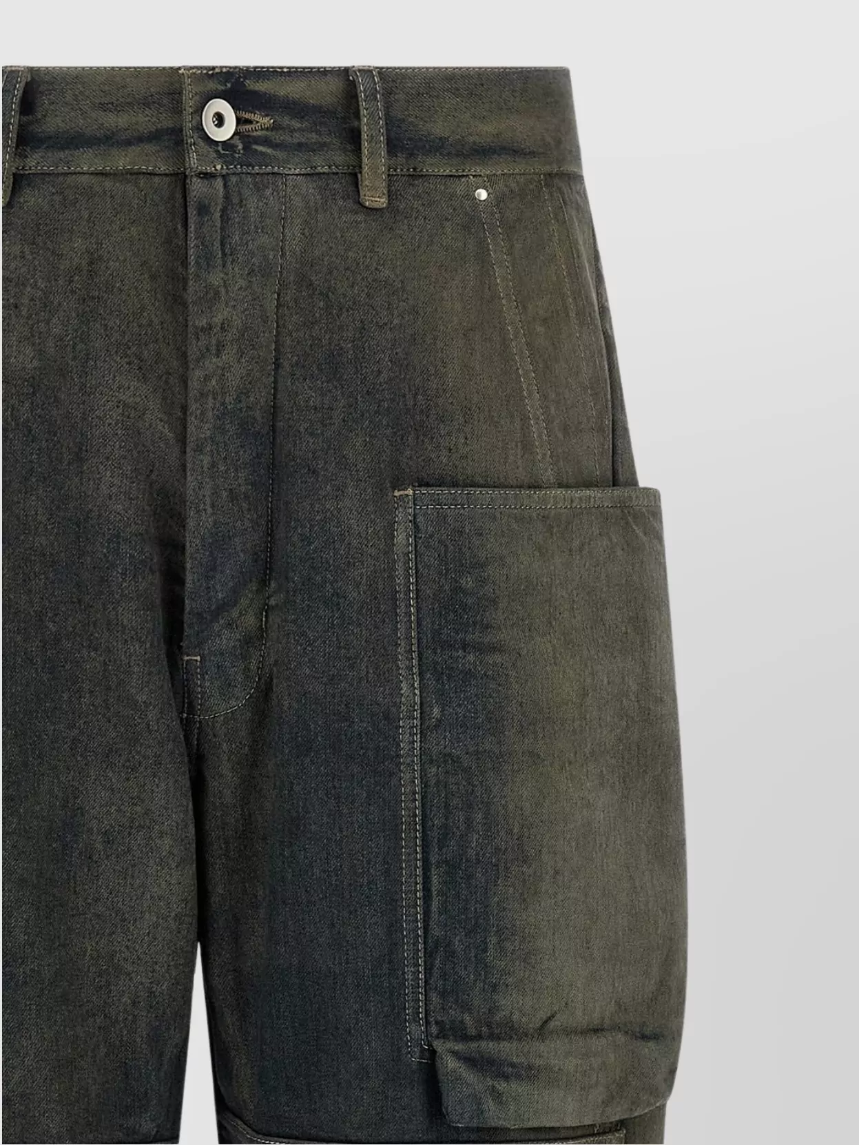 Rick Owens Cargo Pockets Trousers With Belt Loops In Green