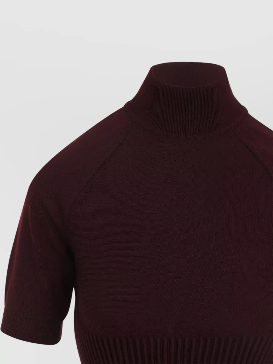 Alaïa Short Sleeve Rib Knit Turtleneck Top