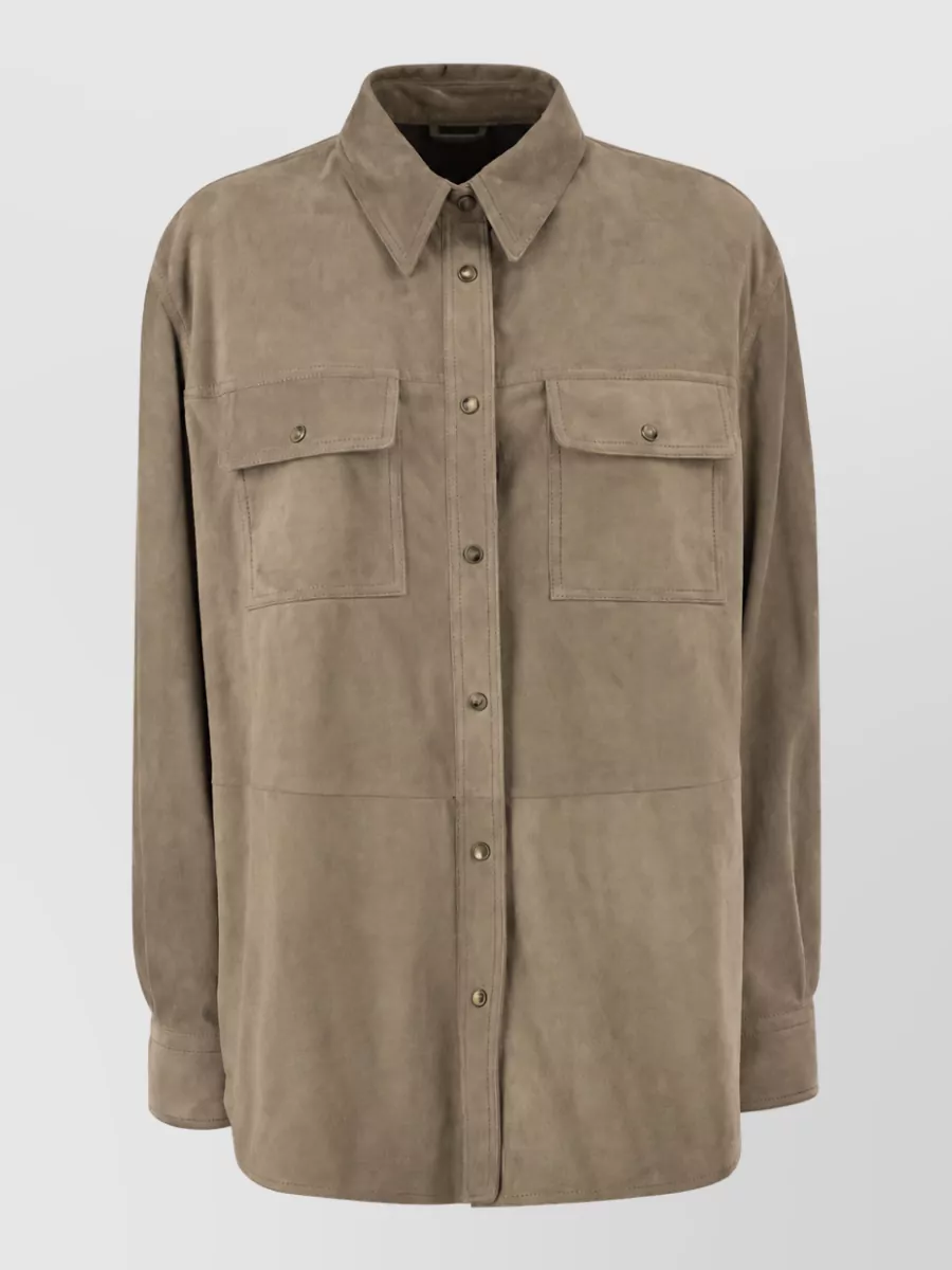 Brunello Cucinelli Suede Fitted Jacket