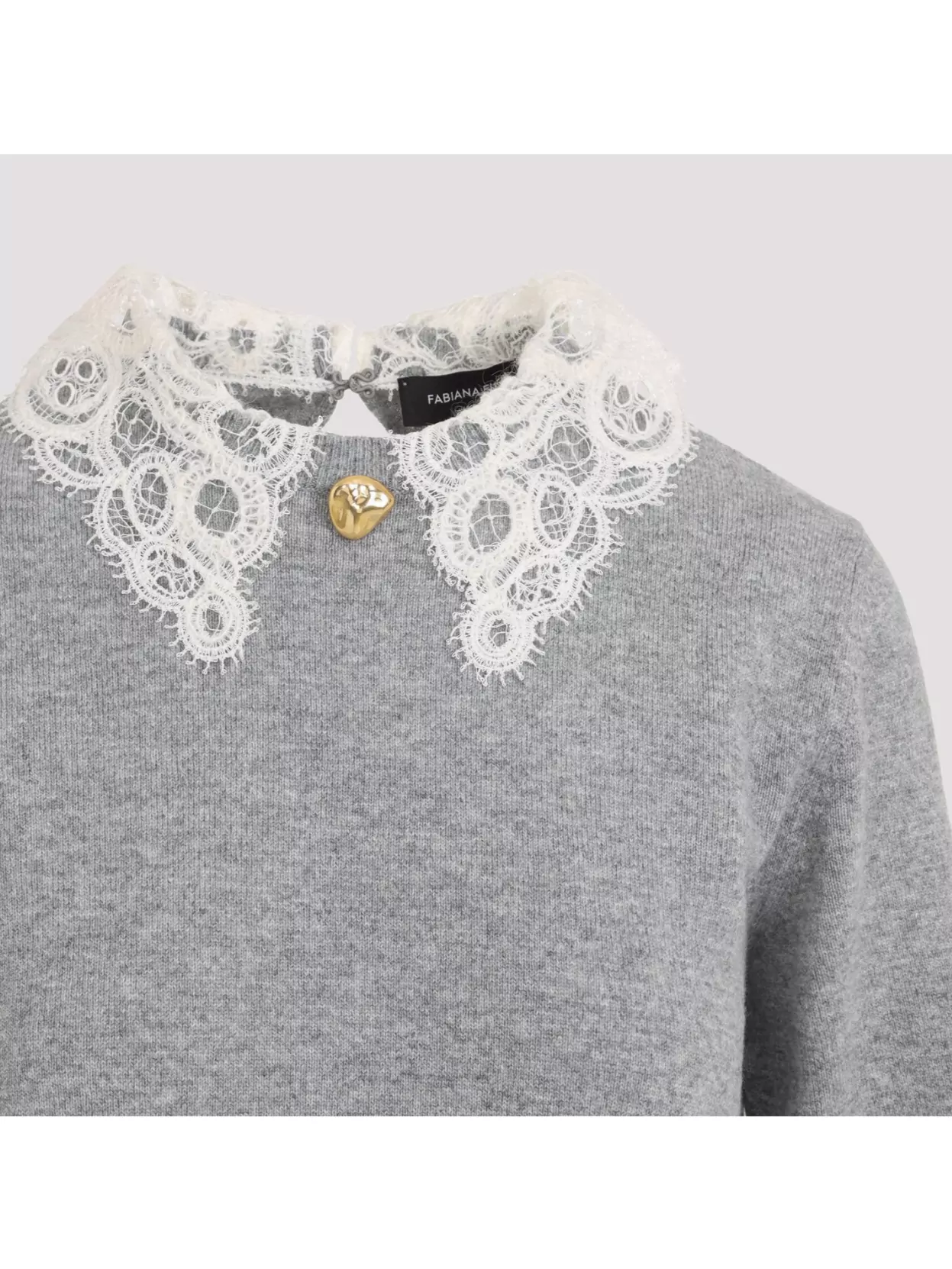 Shop Fabiana Filippi Virgin Wool Lace Collar Pullover