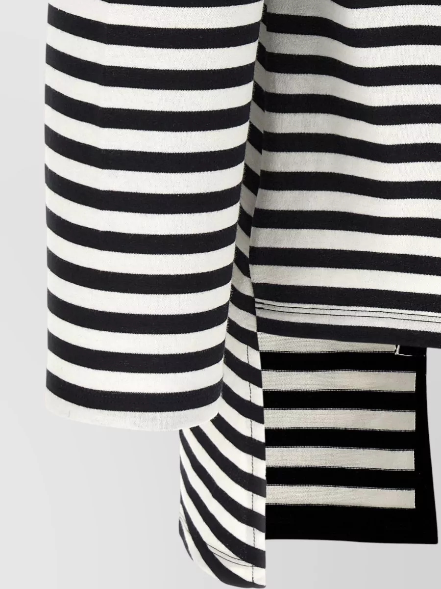 Yohji Yamamoto Asymmetrical Striped Sweater Round Neck Buttons
