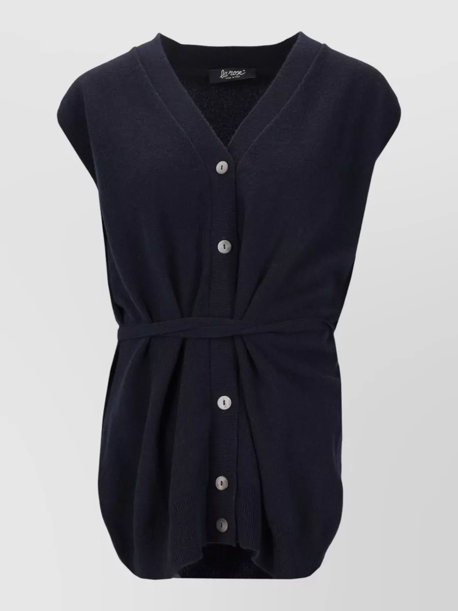 La Rose v-neck belted cardigan vest
