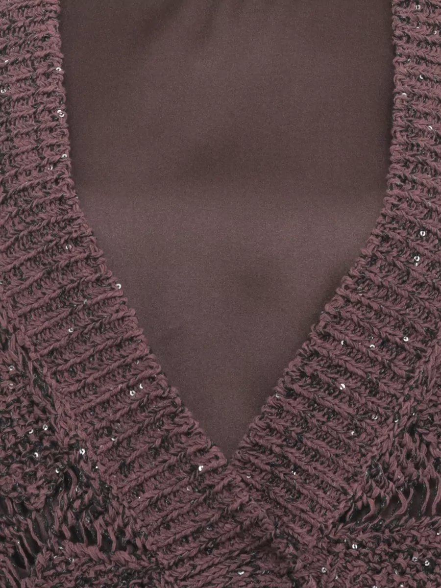Antonelli Firenze V-Neck Short-Sleeve Sequin Cutout Cardigan