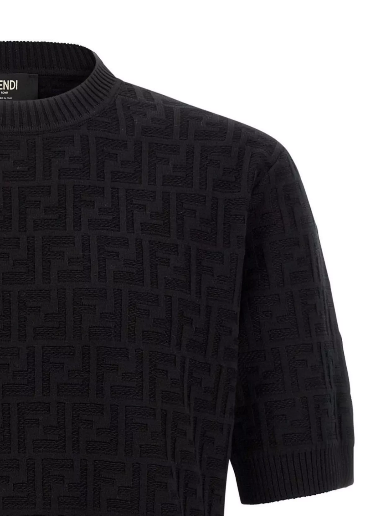 Fendi Ff Short Sleeve Crew Neck Sweater