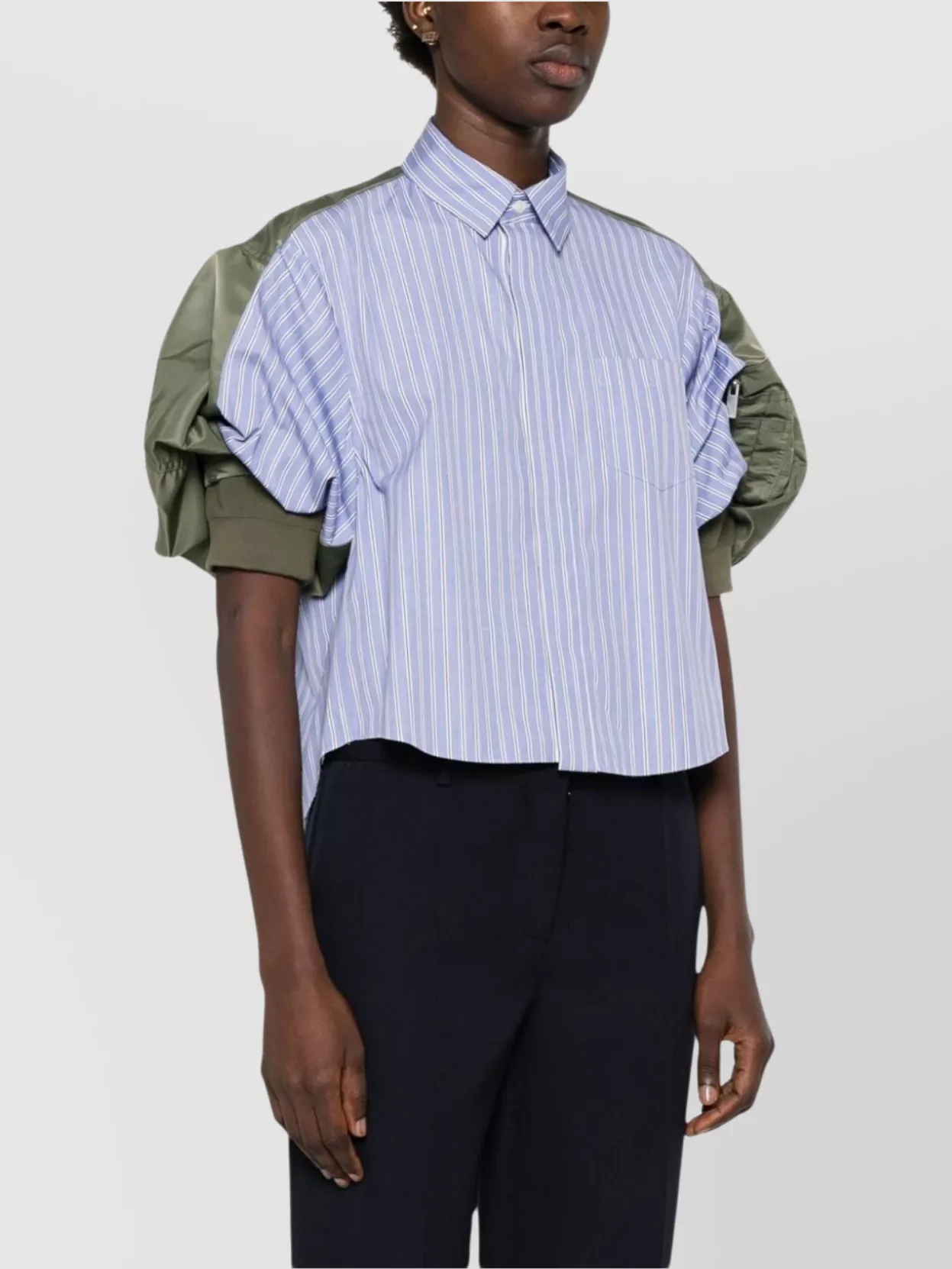Sacai Striped Cotton And Nylon Shirt
