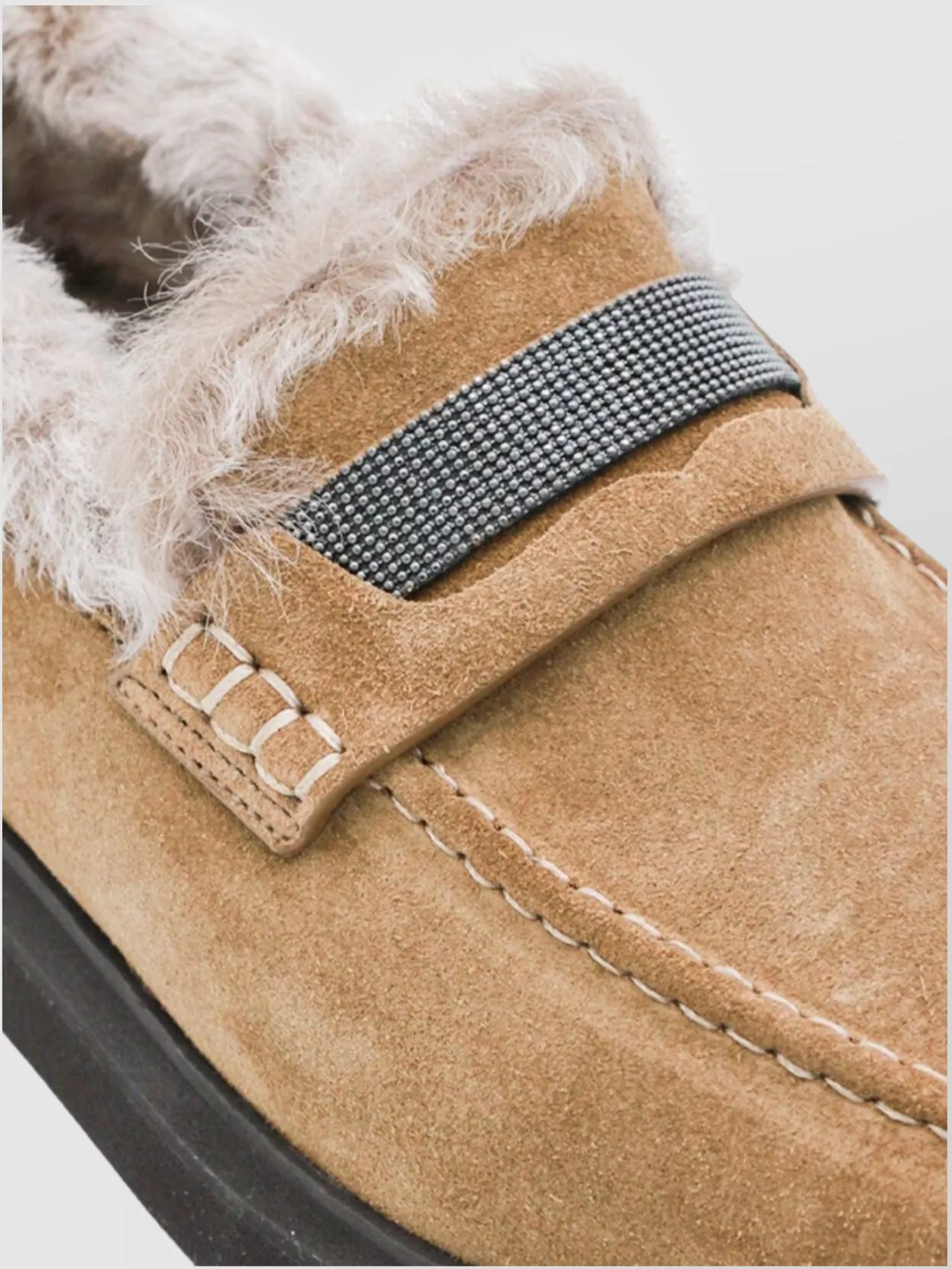 Brunello Cucinelli Suede Loafers With Rubber Sole And Stitching