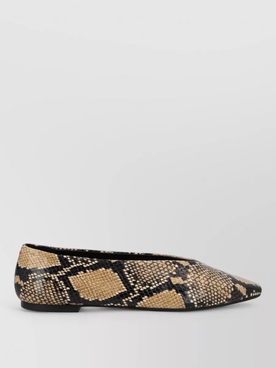 Aeyde Snake-Print Leather Ballerina Flats