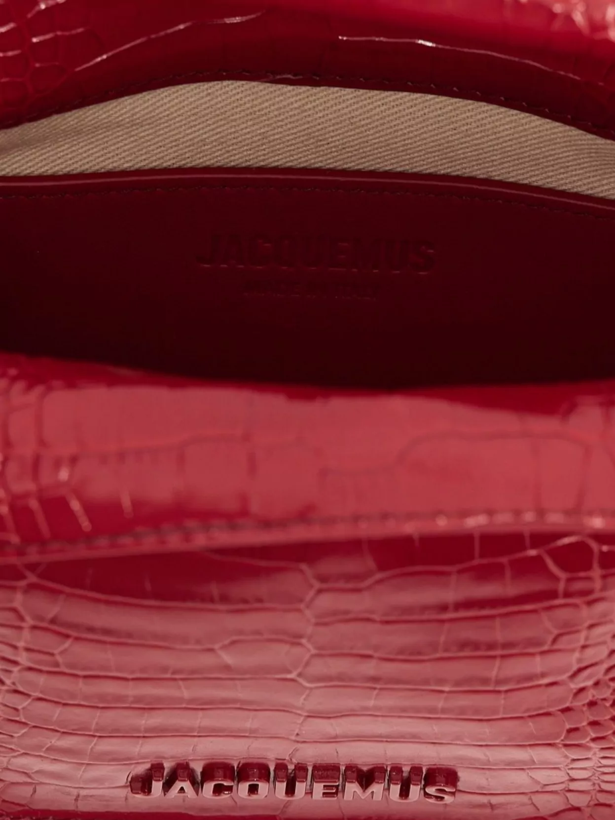 Jacquemus Square Round Crocodile Chain Strap Clutch