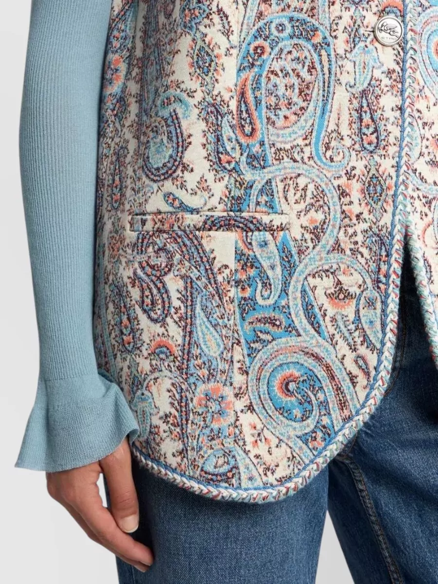 Etro Jacquard Paisley Floral Sleeveless Vest