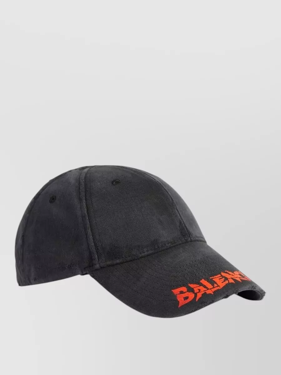 Balenciaga Distressed Cotton Logo Cap
