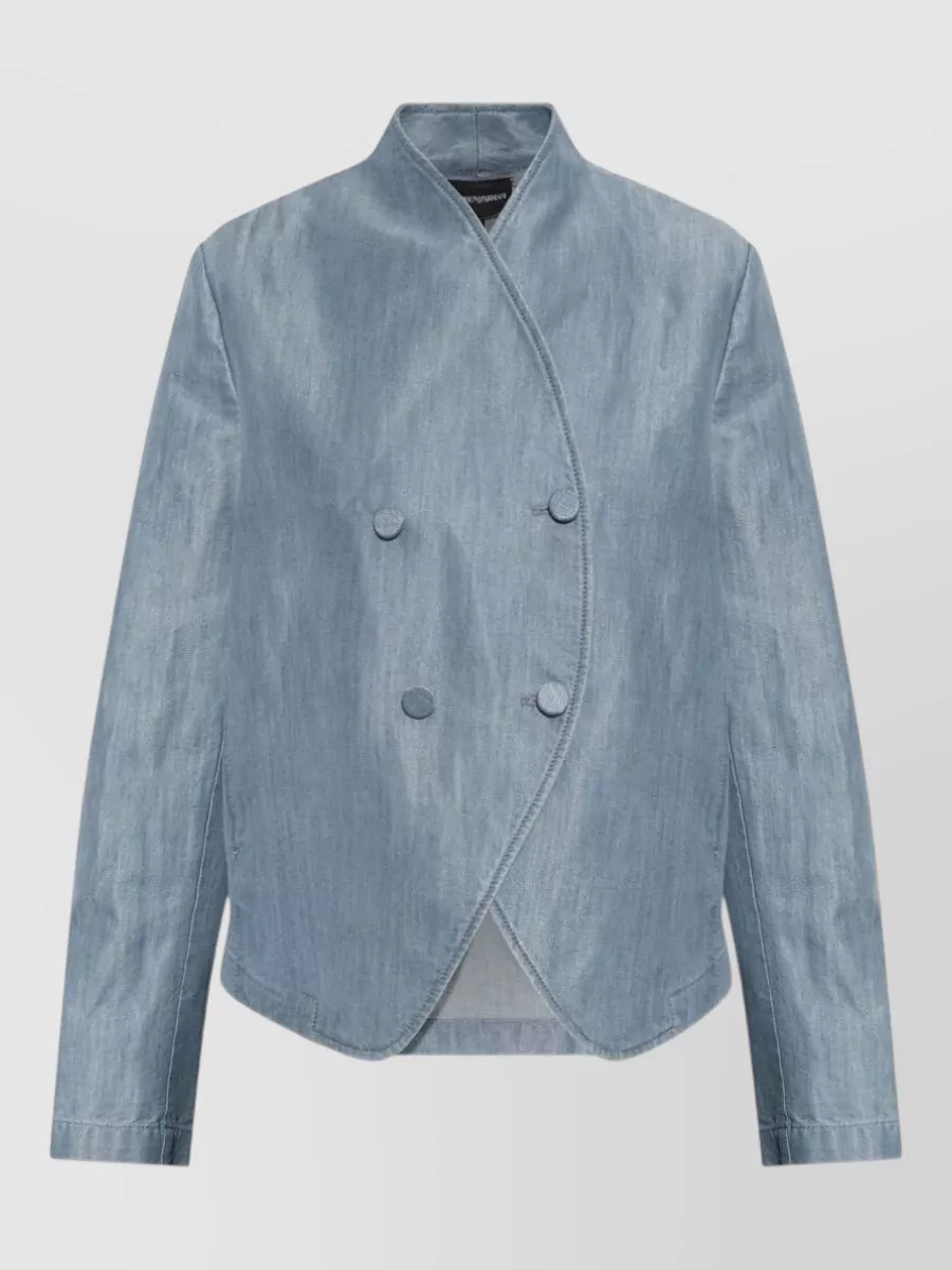 Emporio Armani denim wrap double-breasted blazer jacket