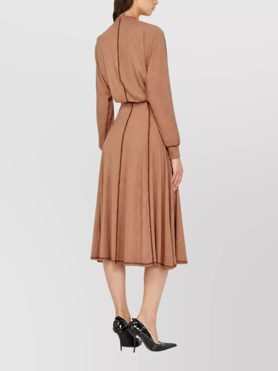 Diesel Ribbed V-Neck Batwing-Sleeve Midi Dress