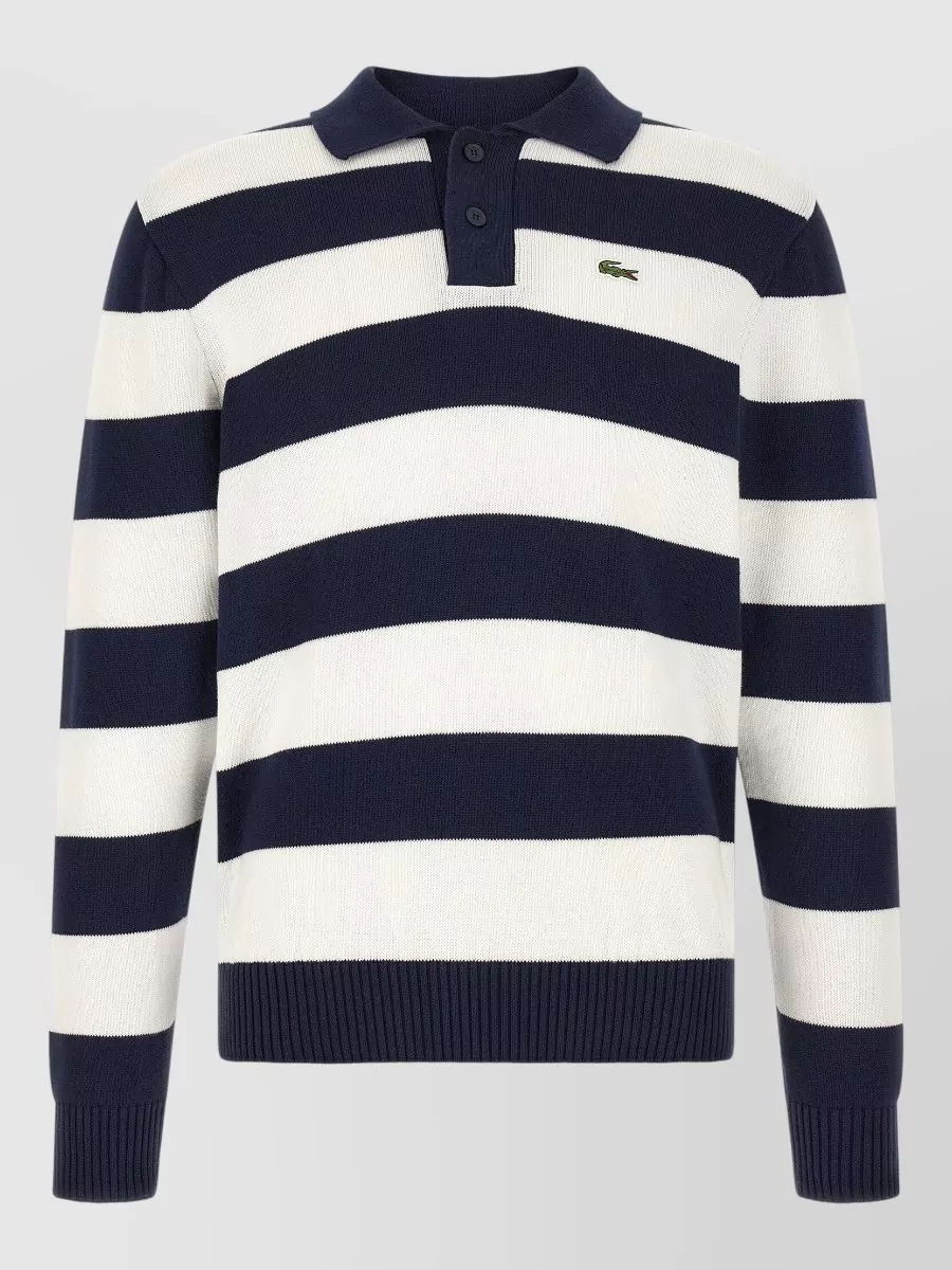 Lacoste Striped Cotton Polo Sweater