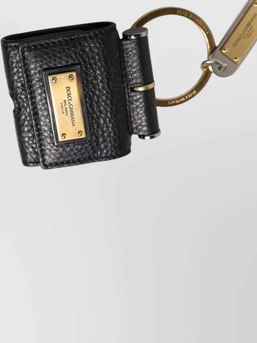 Dolce&Gabbana Leather Logo-Plaque Airpods Case Keychain