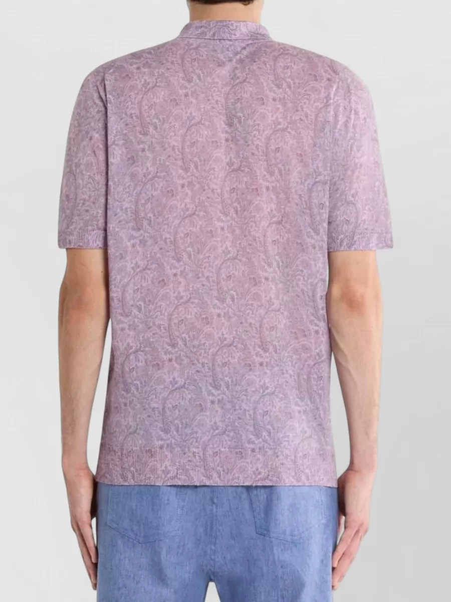 Etro Floral-Print Short-Sleeve Polo Shirt