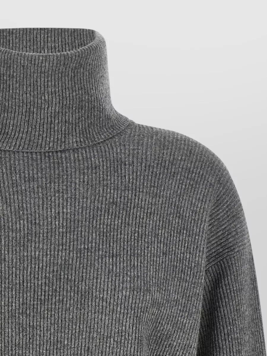 Brunello Cucinelli Cashmere English Ribbed Cropped Turtleneck Sweater
