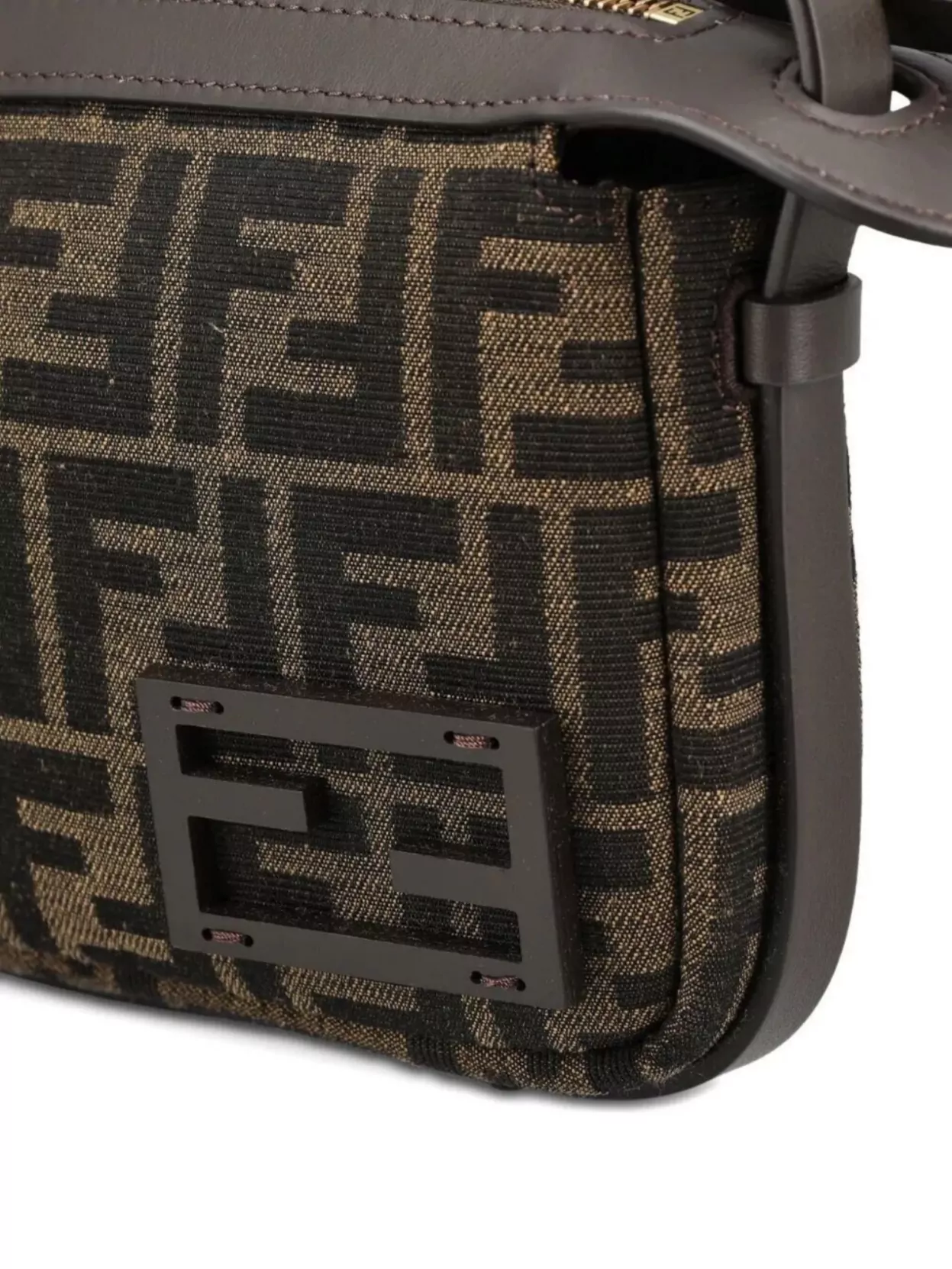 Fendi Mini Jacquard Ff Rectangular Shoulder Bag In Brown