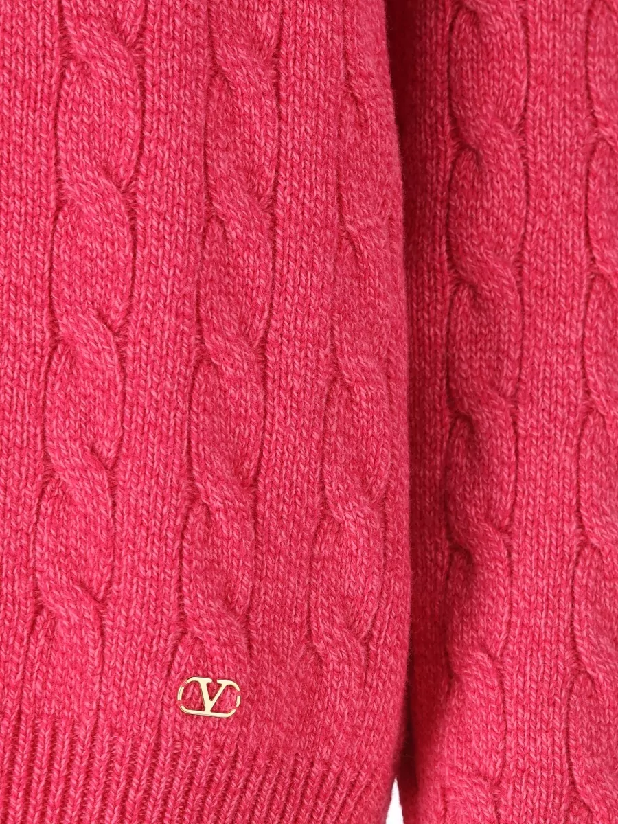 Valentino Garavani Cable-Knit Wool Crewneck Sweater