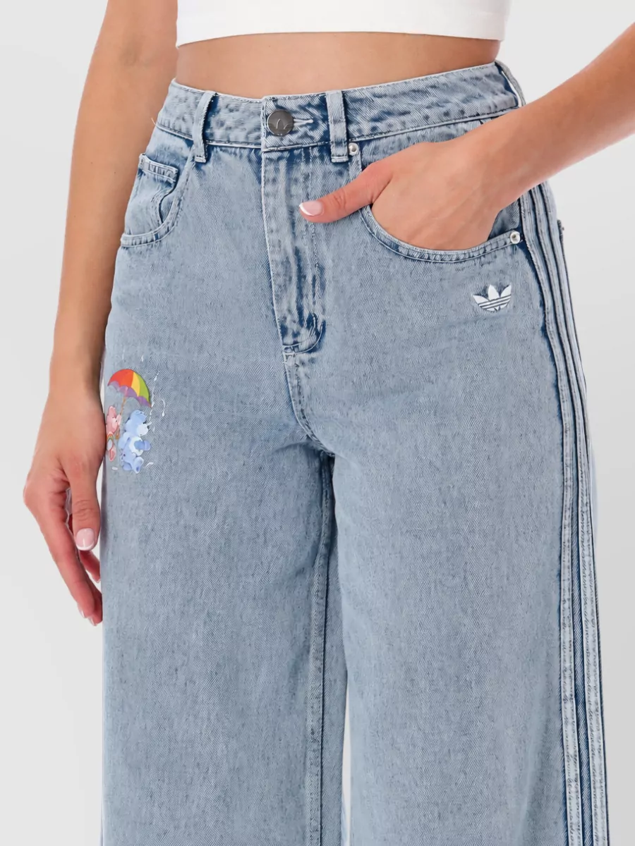 Adidas Originals Printed wide-leg denim jeans