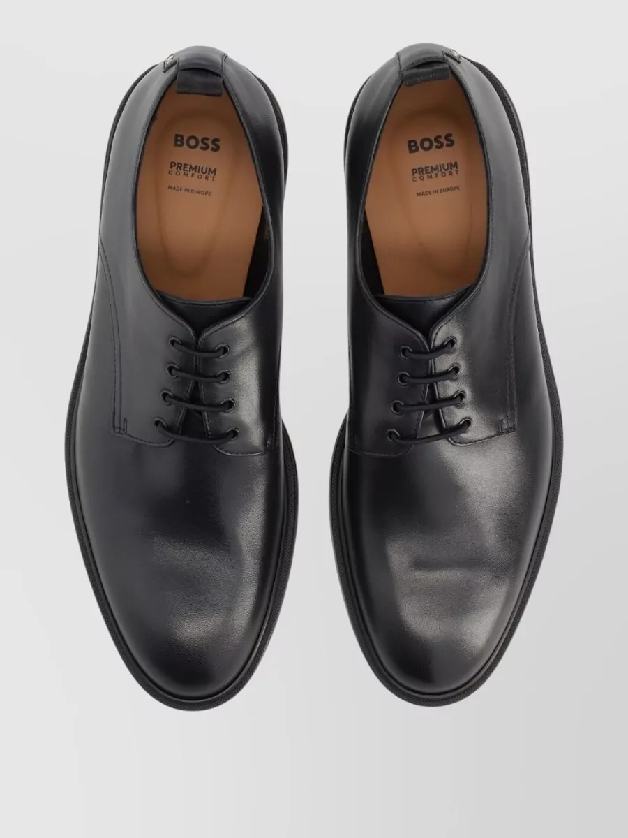 Boss Round Toe Loafers With Smooth Finish And Pull Tab