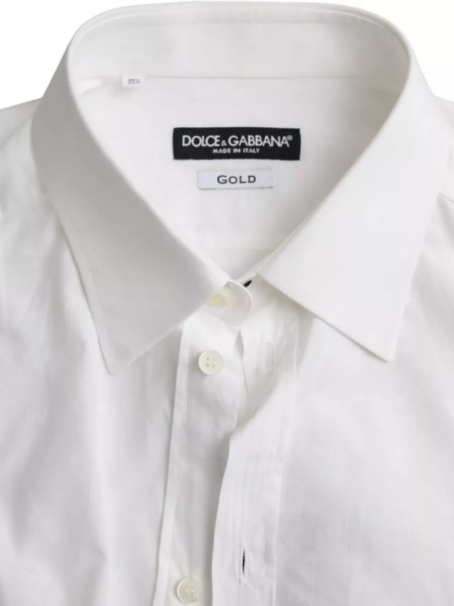 Dolce&Gabbana Cotton Slim-Fit Micro-Pattern Dress Shirt