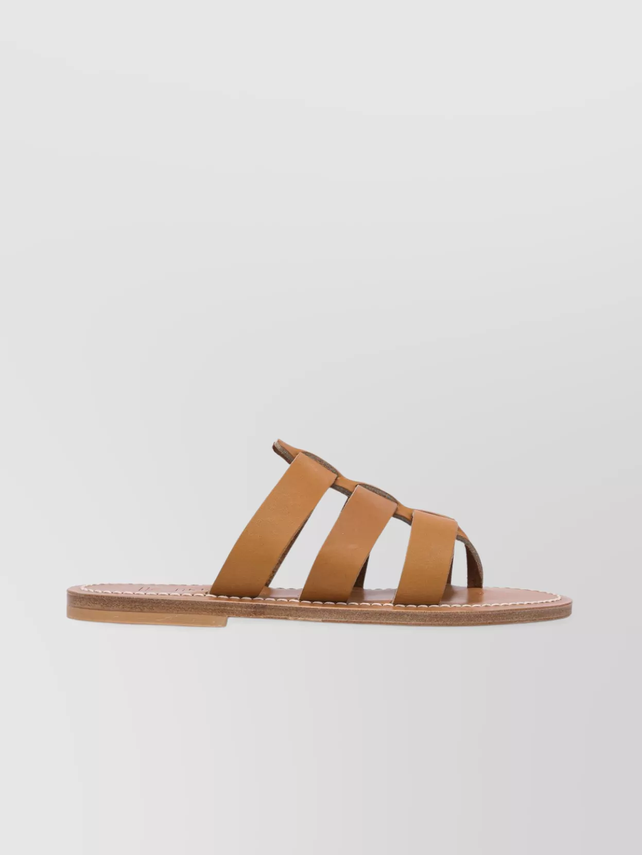 Kjacques Strappy Leather Flat Sole Sandals In Brown