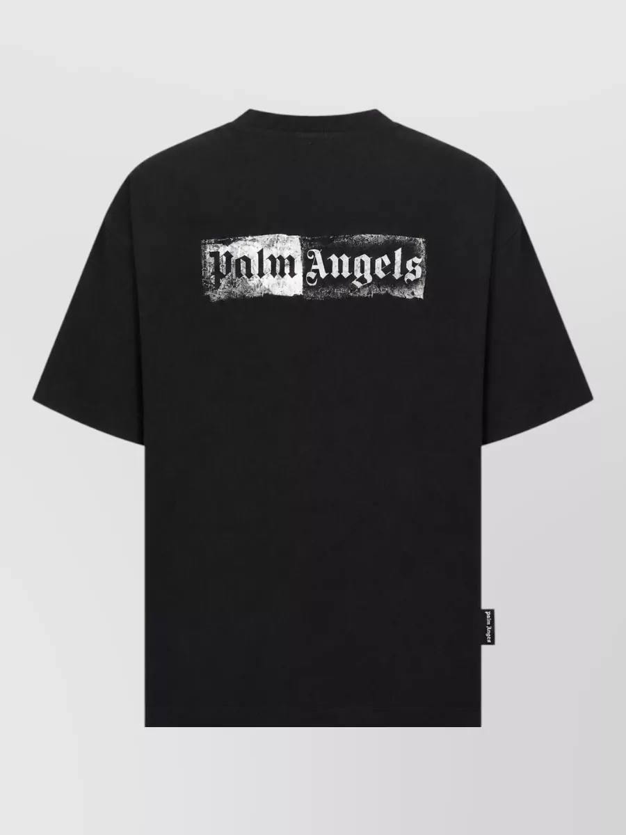 Palm Angels cotton logo print ribbed crew neck short sleeve t-shirt