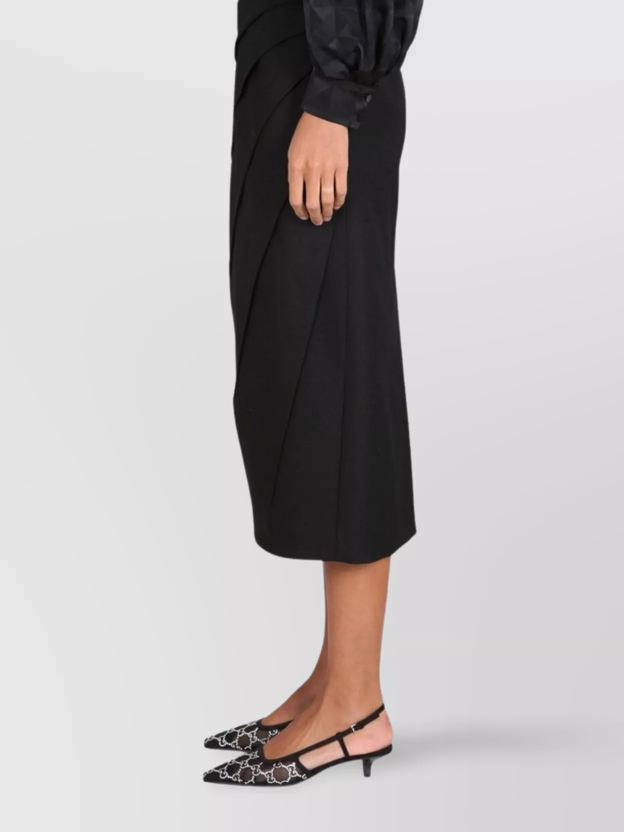 Gucci Midi Wool Skirt Geometric Design