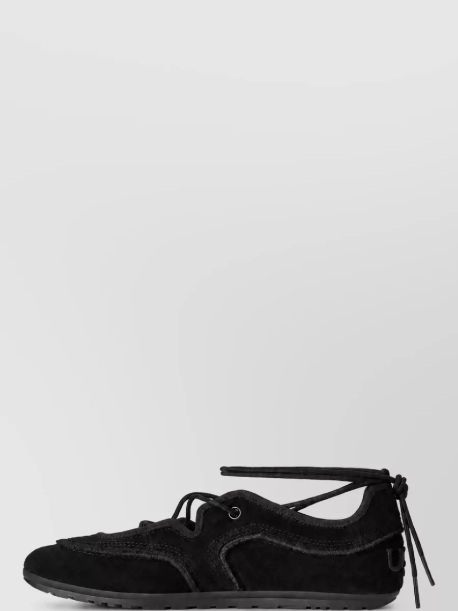 Ugg Leather Lace-Up Ballet Sneakers