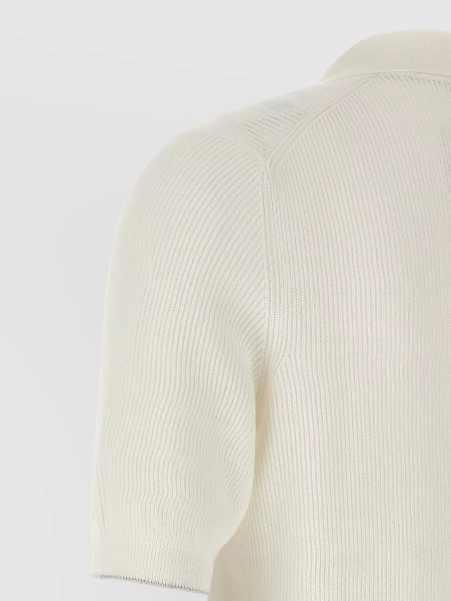 Brunello Cucinelli Textured Polo Shirt With Collar And Short Sleeves