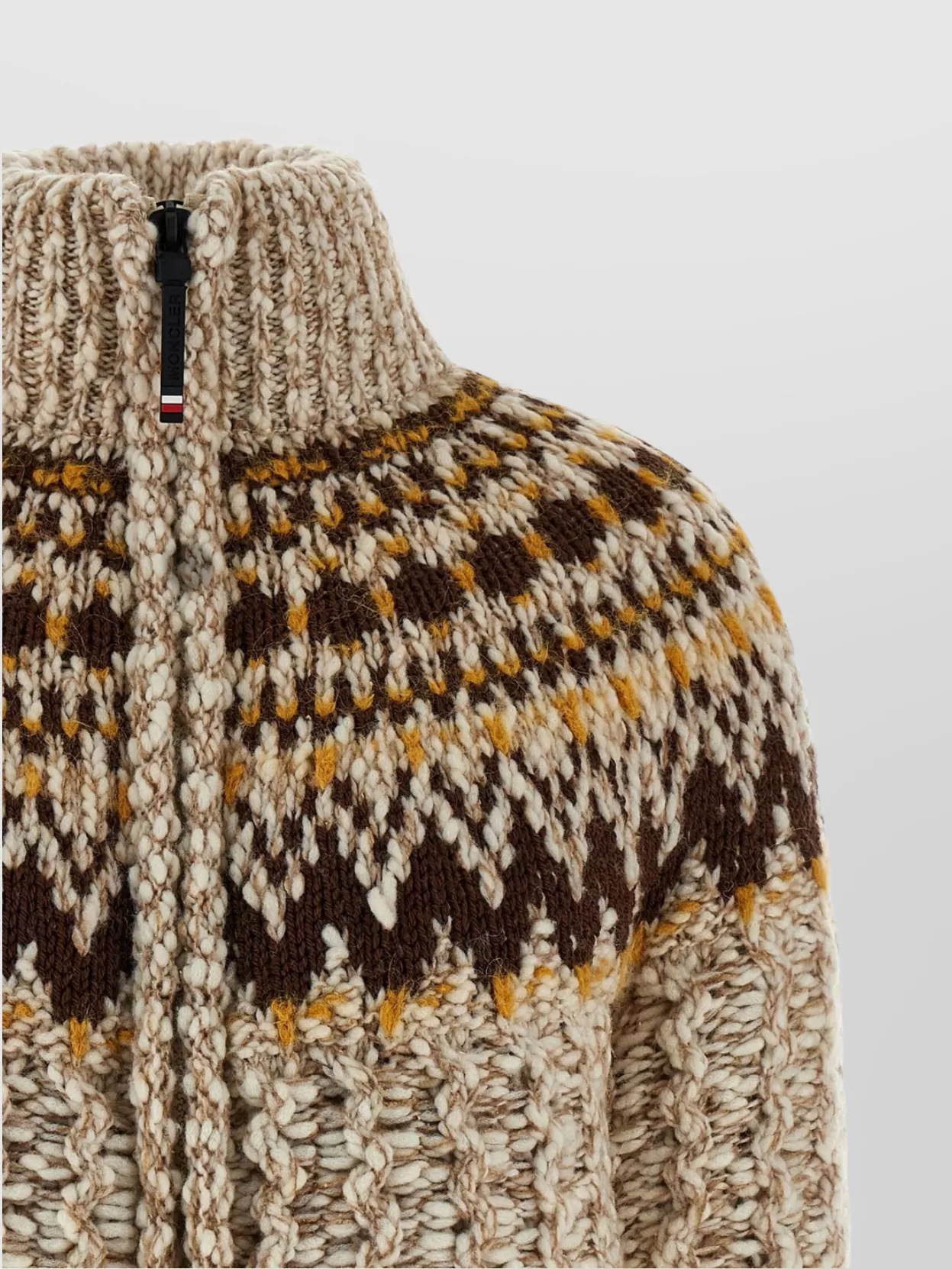 Moncler Grenoble Textured Knit Cardigan High Collar