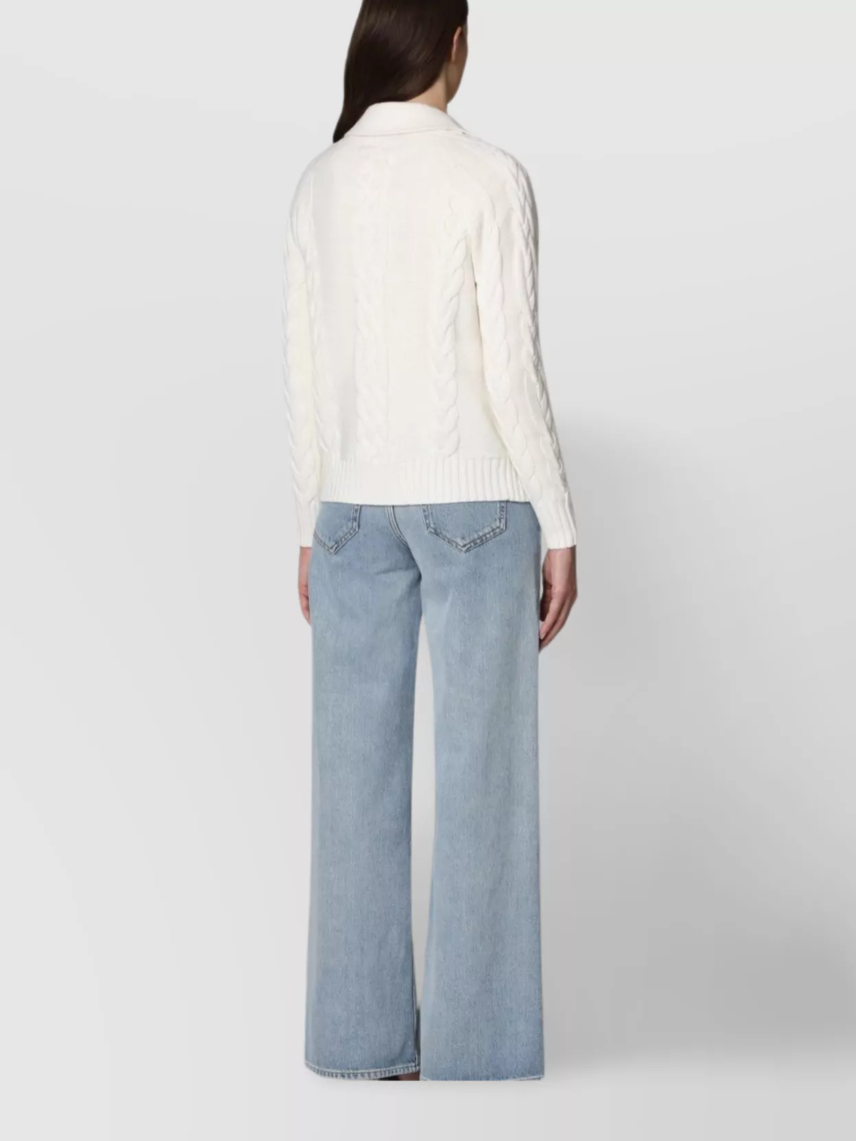 Shop Max Mara Wool Jacket With Cable Knit Detail